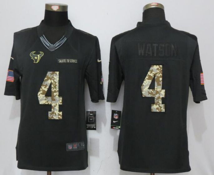 Men Houston Texans #4 Watson Anthracite Nike Salute To Service Limited NFL Jerseys